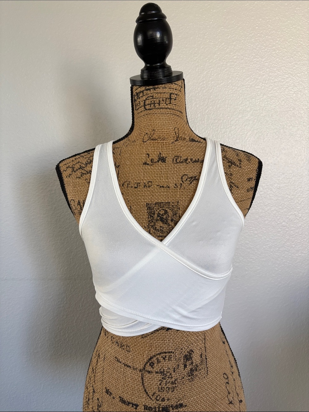 White Wrap-Front Crop Tank
